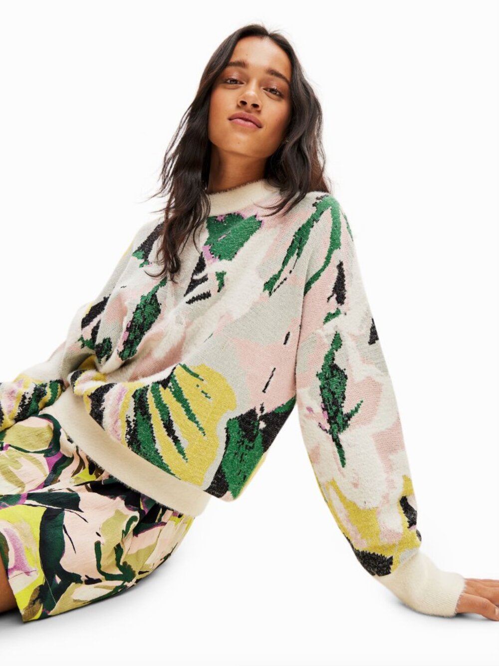 Desigual Tropi Oversized Sweater in Tutti Frutti